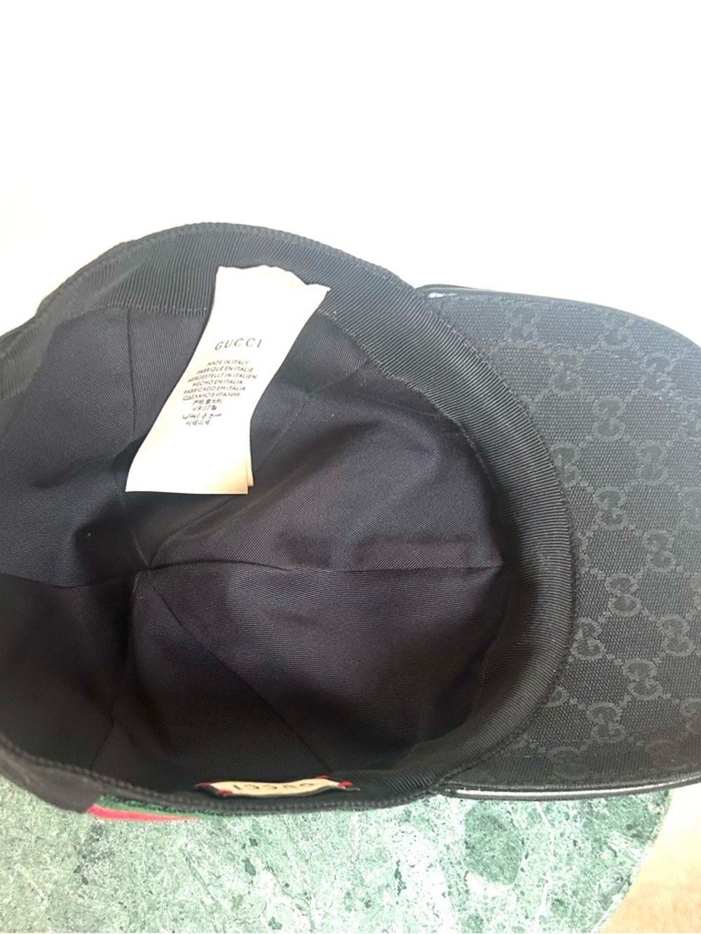 GucciGG Black Canvas Web Accent Baseball Cap with leather trim L Unisex - Picture 14 of 15
